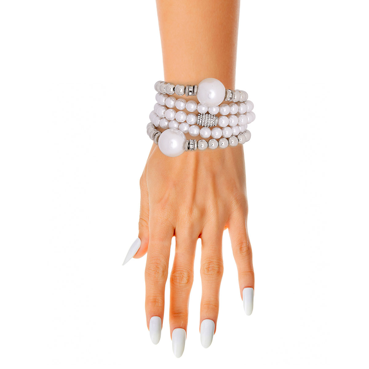 Silver and White Bubble Gum Pearl Bracelets