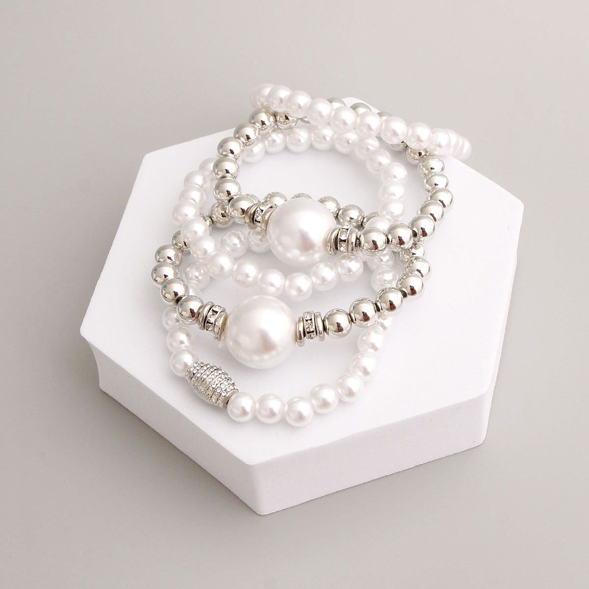 Silver and White Bubble Gum Pearl Bracelets