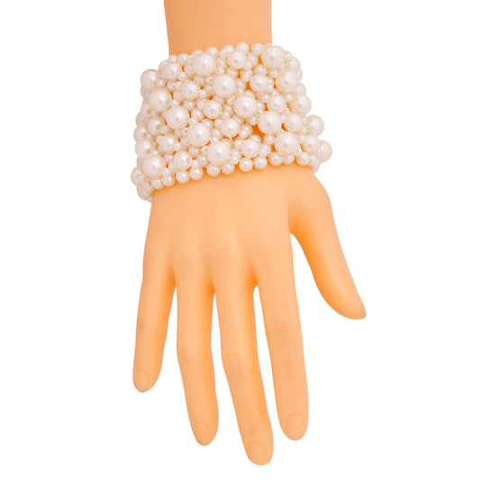 Varying Cream Pearl Band Bracelet