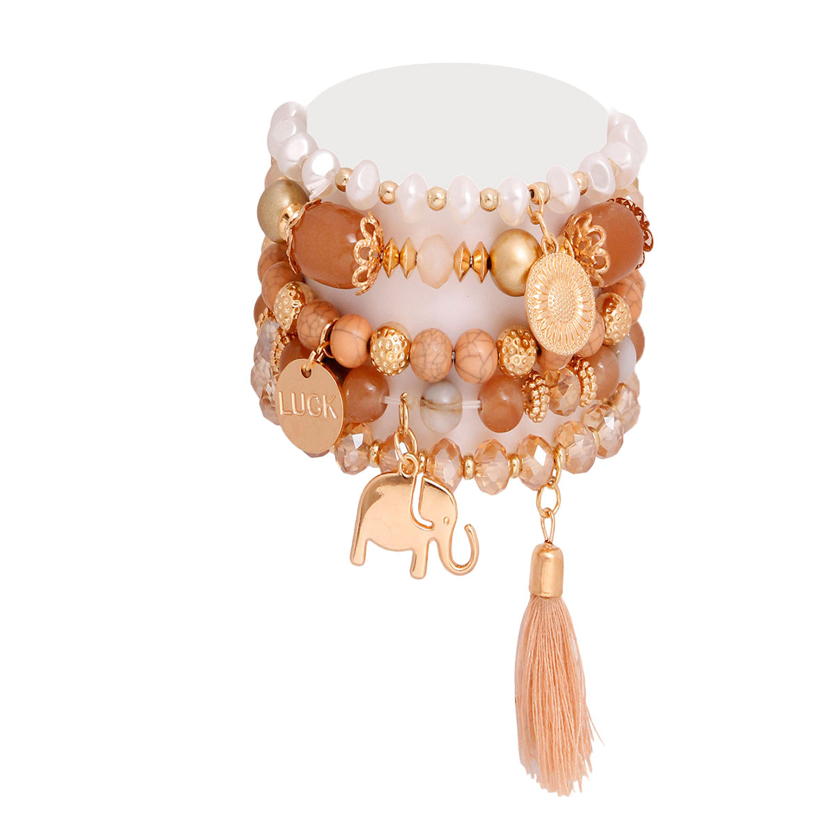 Light Brown Glass Elephant Bracelets