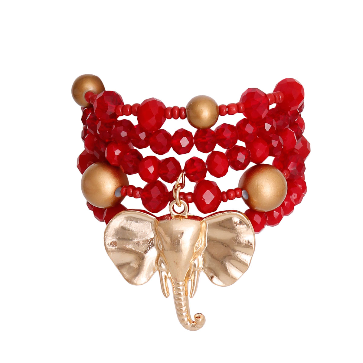 Burgundy Glass Bead Elephant Bracelets