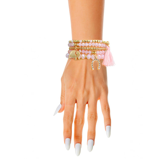 Light Pink Elephant Horseshoe Bracelets