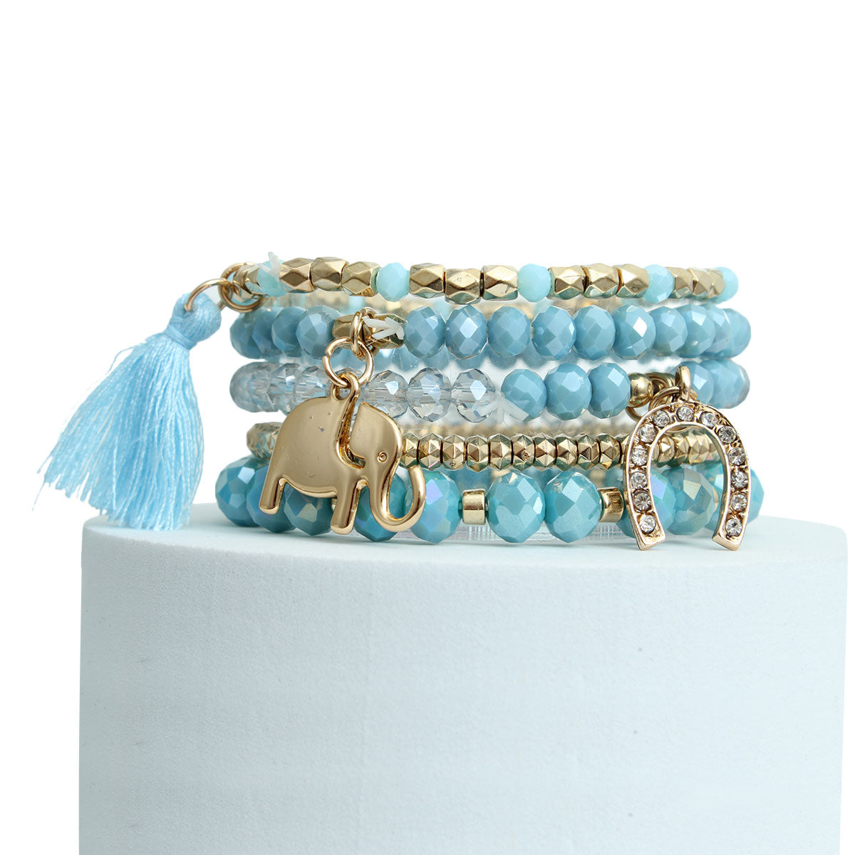 Light Blue Elephant Horseshoe Bracelets