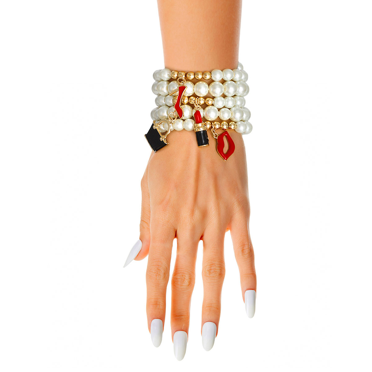 5 Pcs Pearl Designer Boutique Charm Bracelets