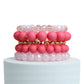 Matte Pink Ball and Glass Bracelets