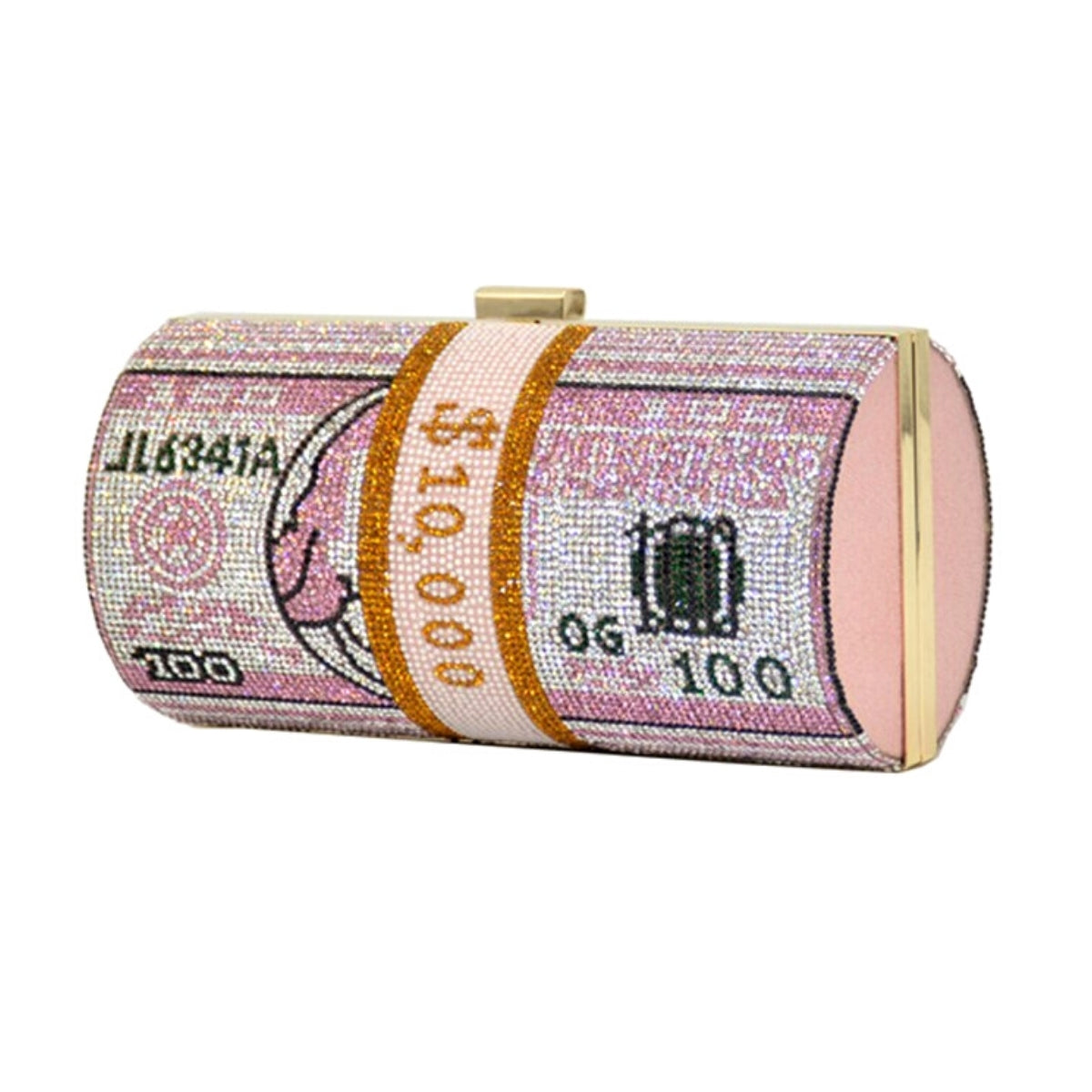 Pink Bling Rolled Benjamins Clutch