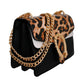 Leopard Shiny Croc Flap Shoulder Bag