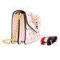 White Designer Pearl Bee Flap Shoulder Bag