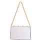 White Designer Pearl Bee Flap Shoulder Bag