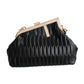 Black Ribbed Angled Frame Clutch