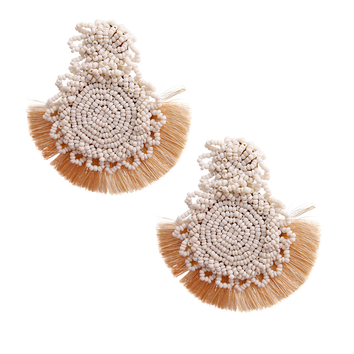 Ivory Seed Bead Mandala Earrings