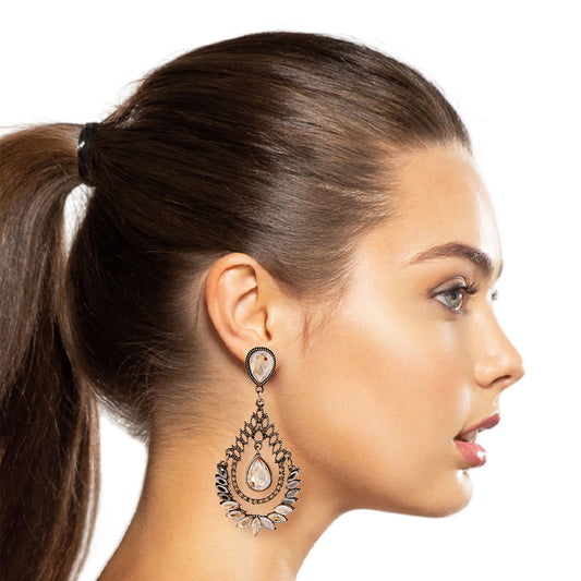 Burnished Gold Filigree Teardrop Earrings