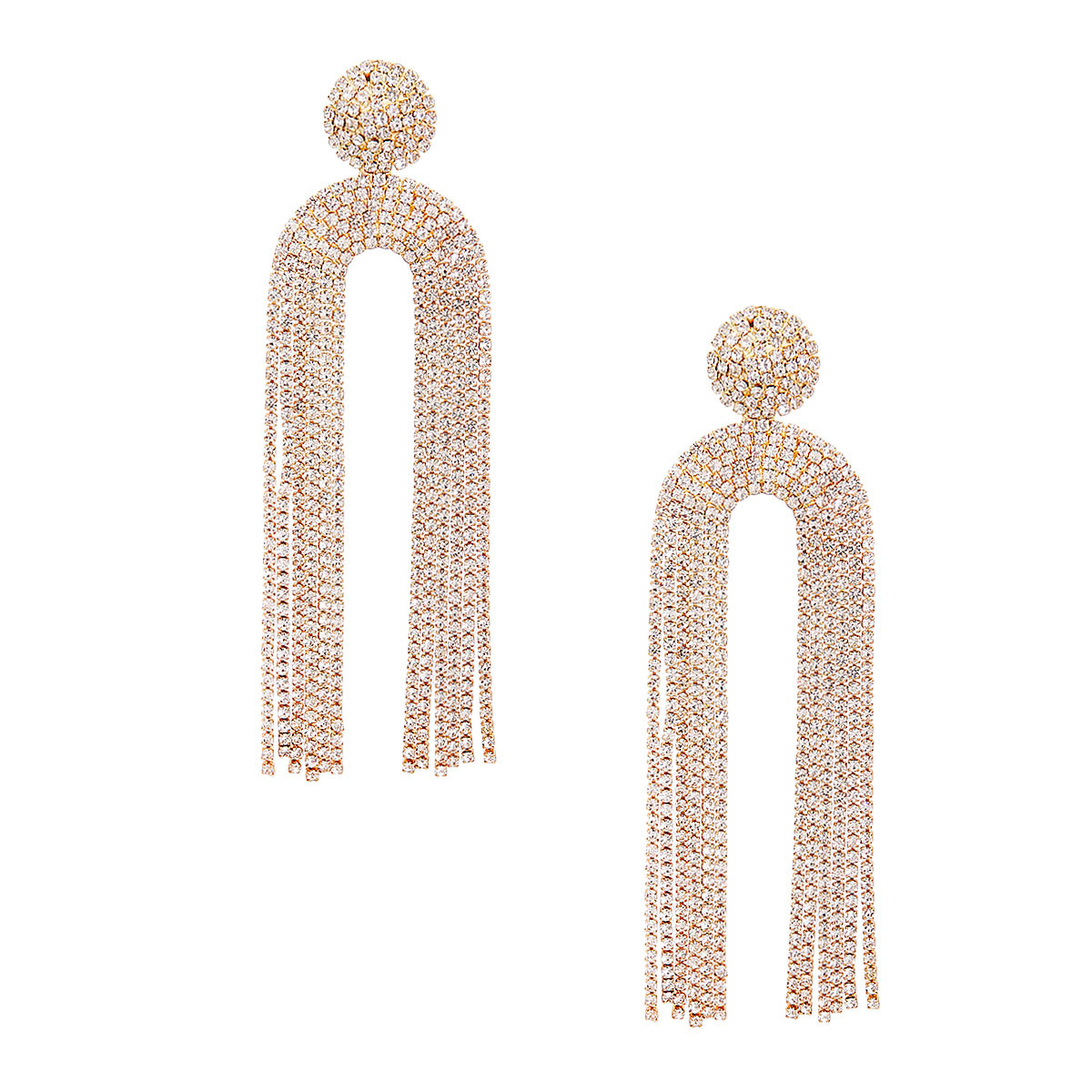 Gold Arch Fringe Long Earrings