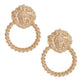 Gold Lion Head and Twisted Ring Studs