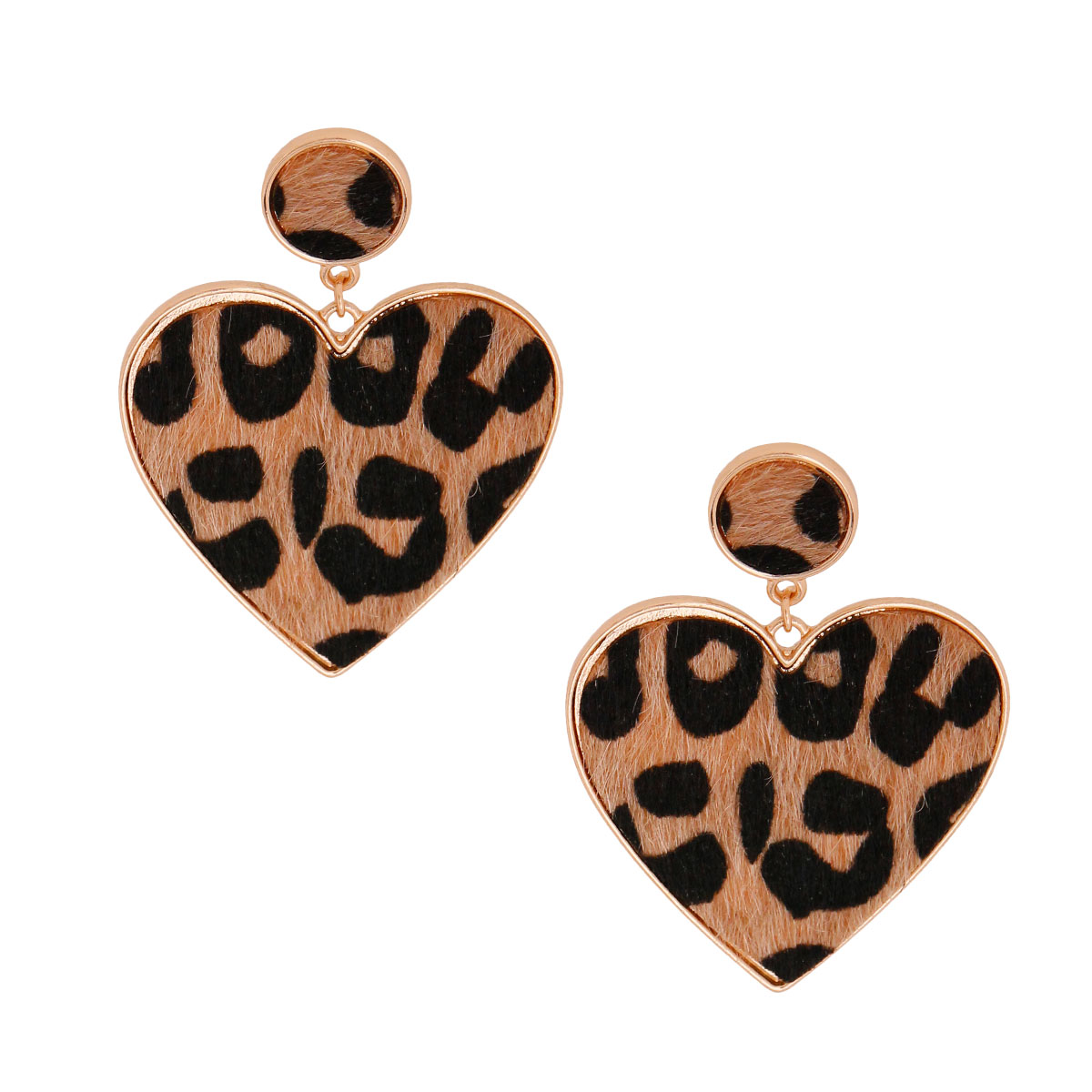 Leopard Fur Heart Drop Earrings