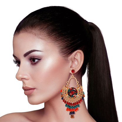 Multi Color Beaded Mandala Earrings