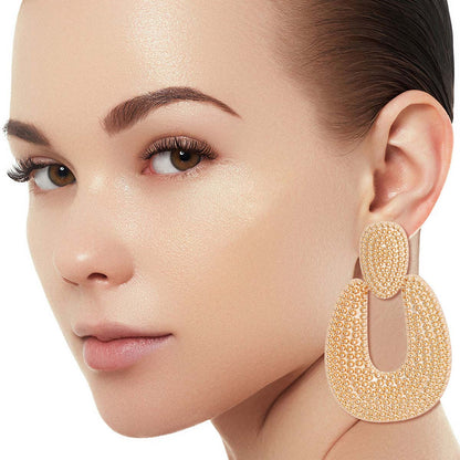 Gold Dotted Metal Chunky Earrings