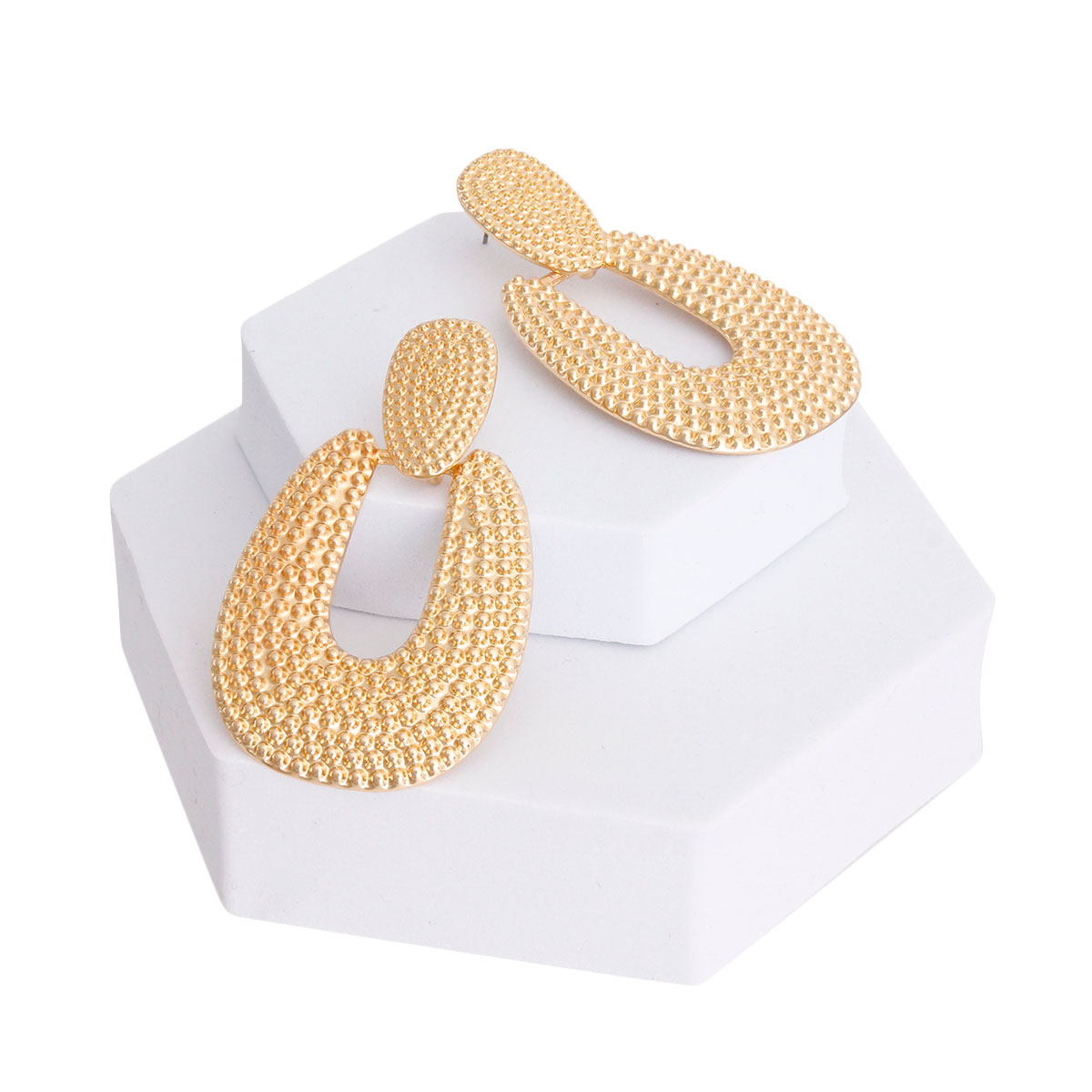 Gold Dotted Metal Chunky Earrings