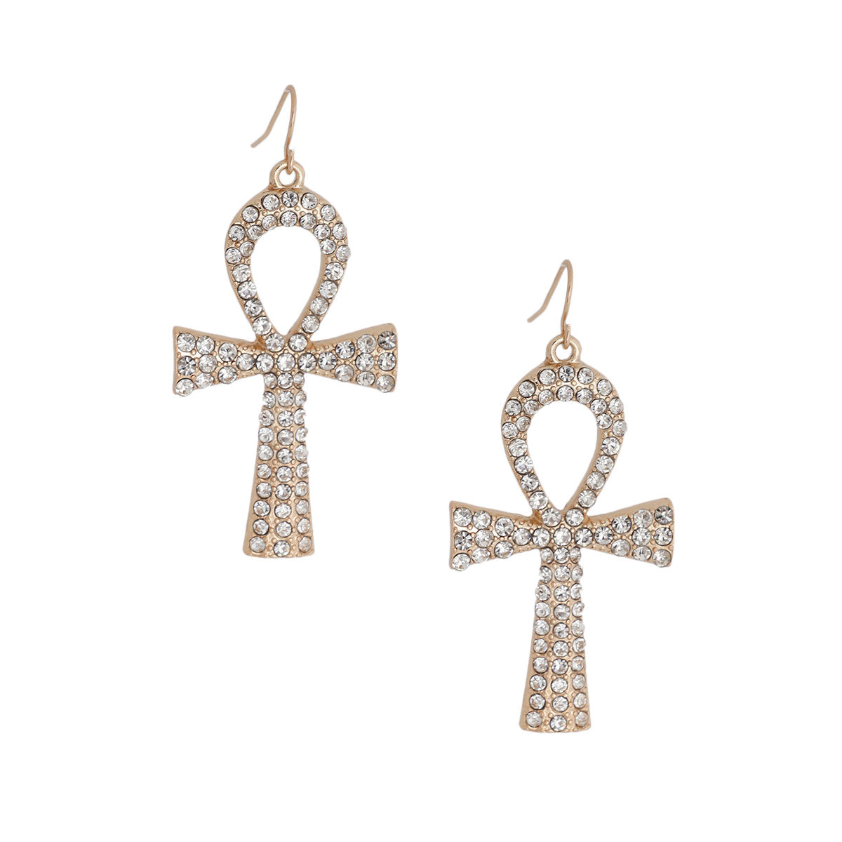 Gold Egyptian Cross Earrings