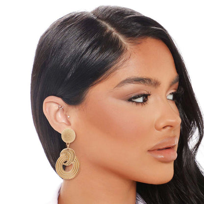 Gold Patterned Circle Earrings