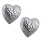 Dozen Silver Hammered Heart Stud Earrings