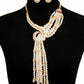 Asymmetric Pearl and Rhinestone Knot Necklace Set