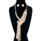 Asymmetric Pearl and Rhinestone Knot Necklace Set