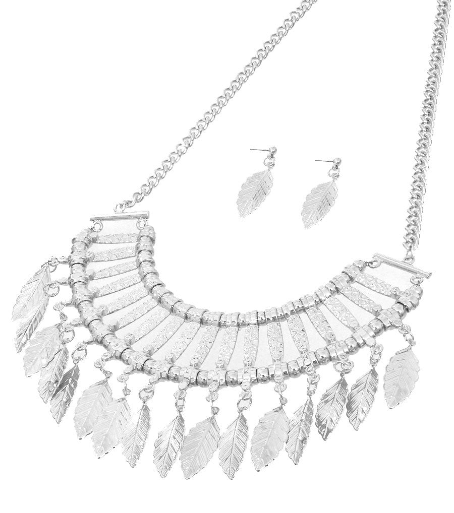 Leaf Dangling Necklace Set