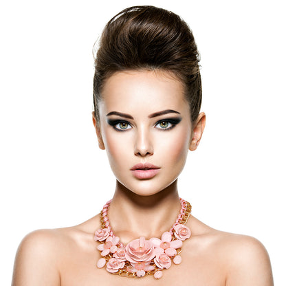 Rose Chunky Collar Necklace Set