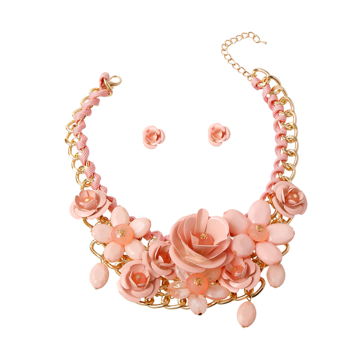 Rose Chunky Collar Necklace Set