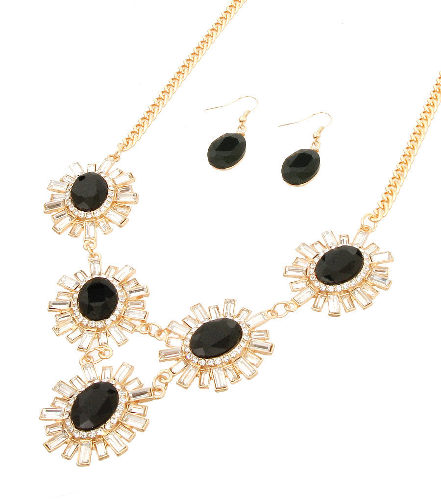 Flower Pendant Necklace Set