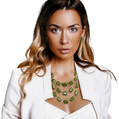 Stoned Layered Necklace Set