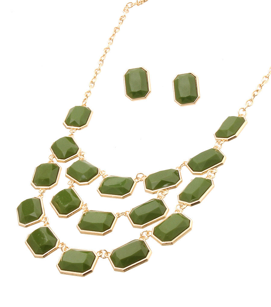 Stoned Layered Necklace Set