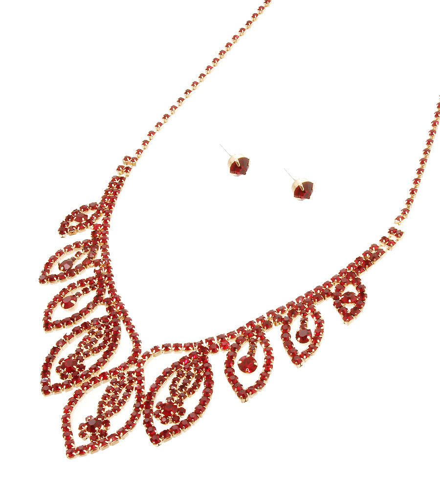 Red Rhinestone Necklace Set