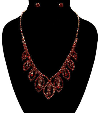 Red Rhinestone Necklace Set