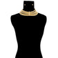Metallic Gold Cord Layered Choker Set with Bar Detail