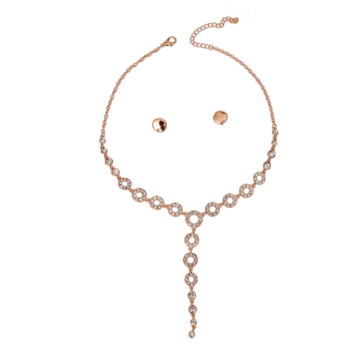 Gold Circle Y Drop Necklace