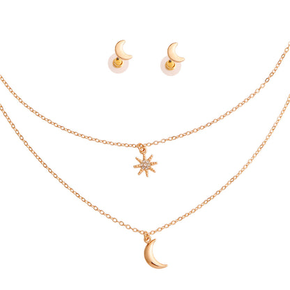 Gold 2 Layer Chain Moon Necklace