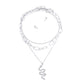 Silver Textured Chain Iced Snake Necklace