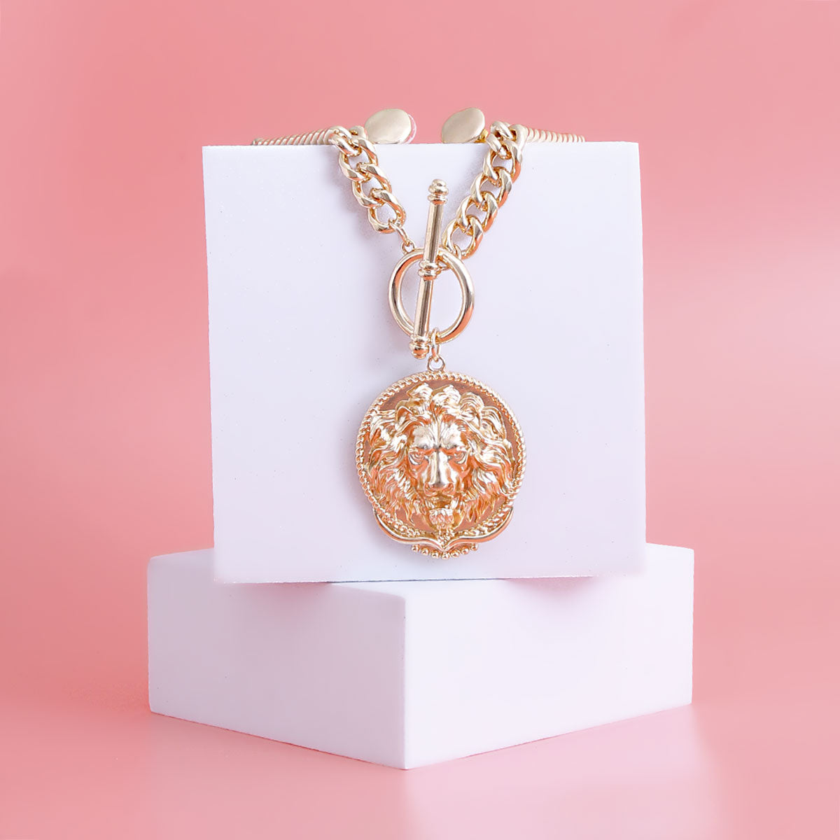 Gold Toggle Chain with Designer Lion