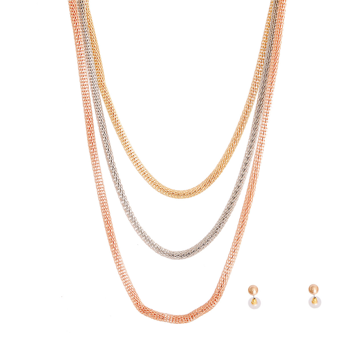 Mixed Metal Mesh Chain Necklace