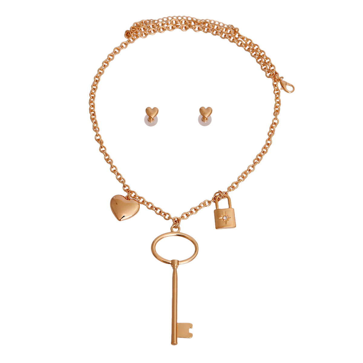 Long Gold Skeleton Key Necklace