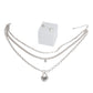 Silver 3 Layer Chain Locked Heart Necklace