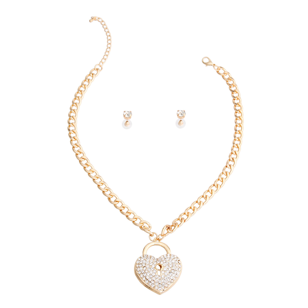 Gold Chain Heart Lock Necklace