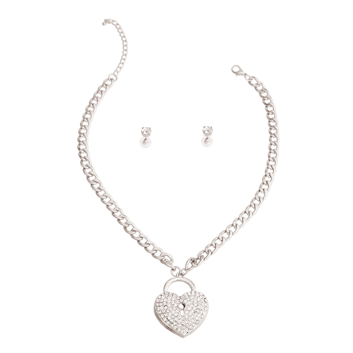 Silver Chain Heart Lock Necklace