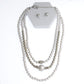 White and Silver Pearl 3 Strand Necklace