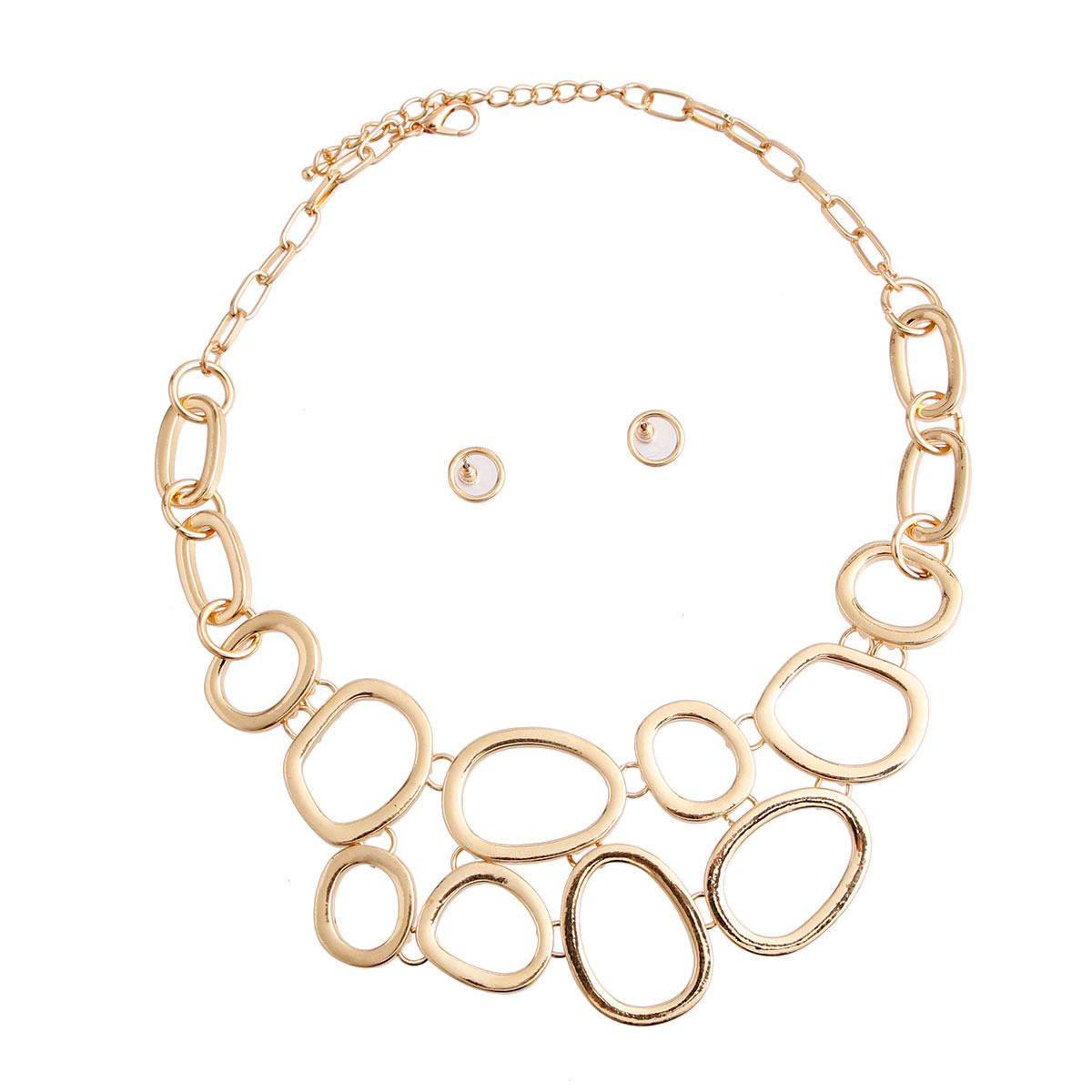 Gold Metal Statement Link Necklace