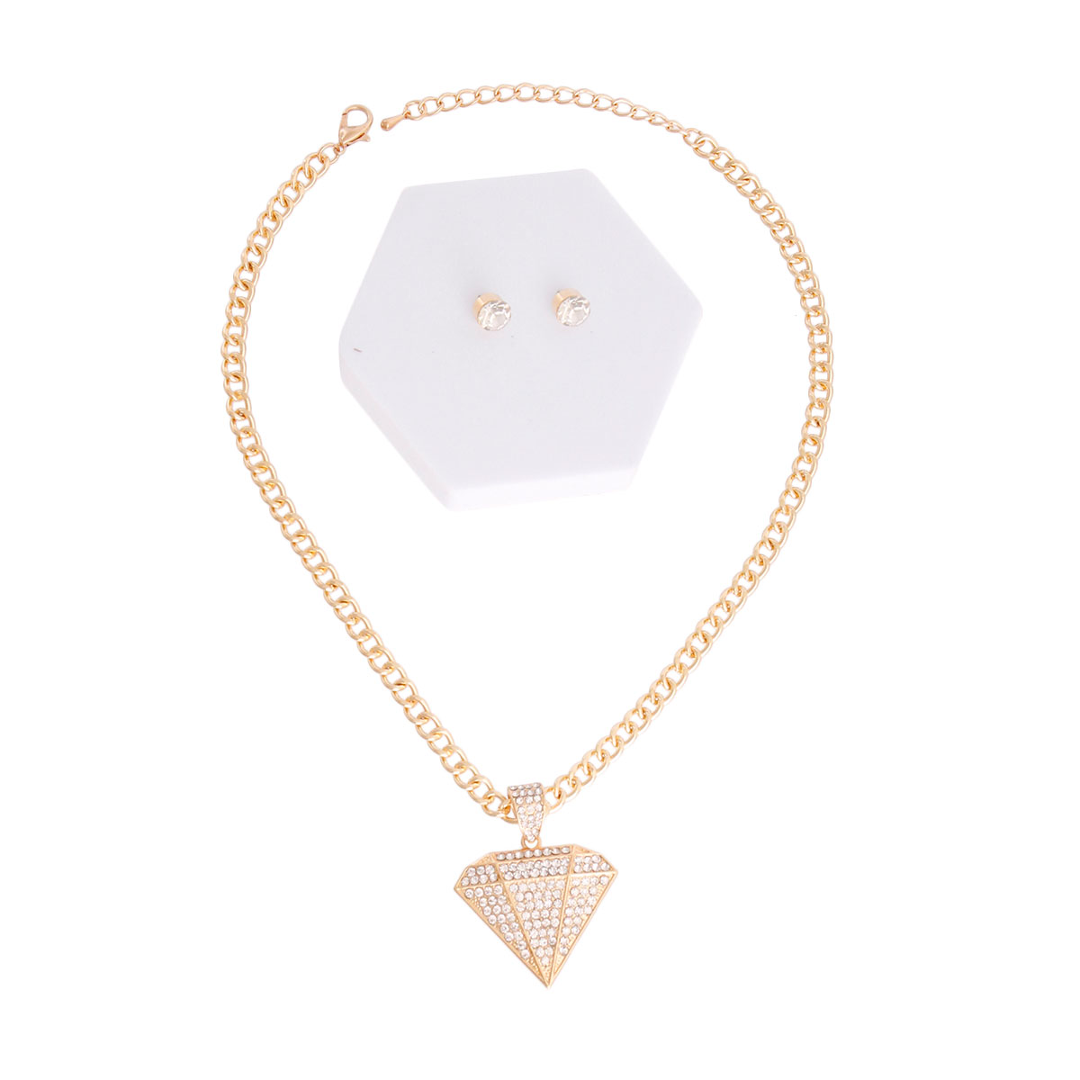 Gold Iced Diamond Necklace Set