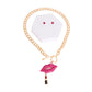 Pink Rhinestone Lips Toggle Chain Set