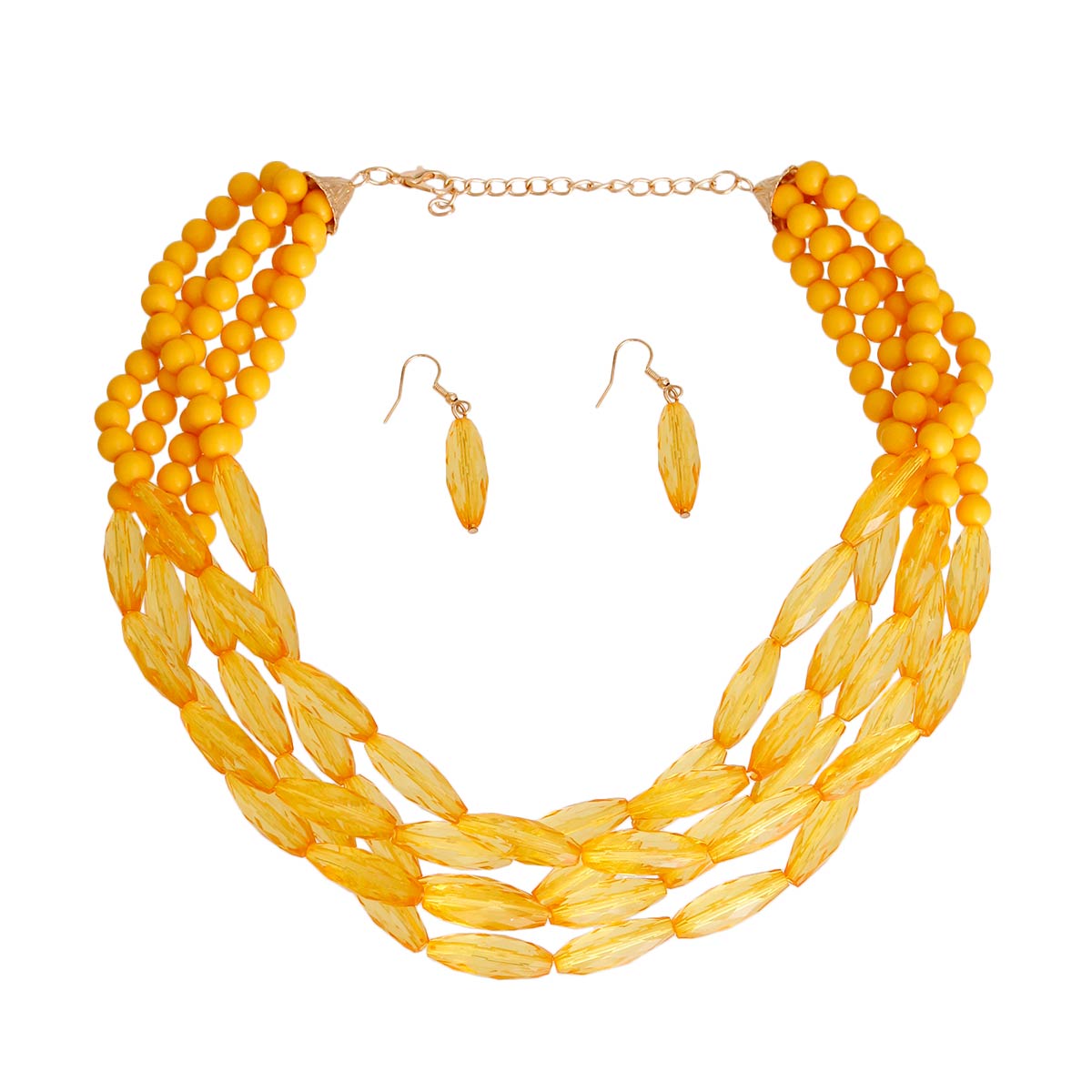 Mustard Glass Bead 5 Strand Set